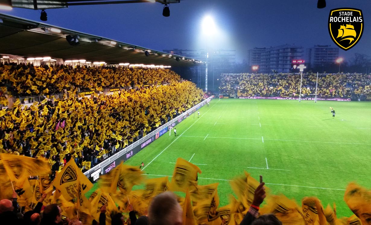 Tribunes du stade Marcel-Deflandre lors d'un match du Stade Rochelais